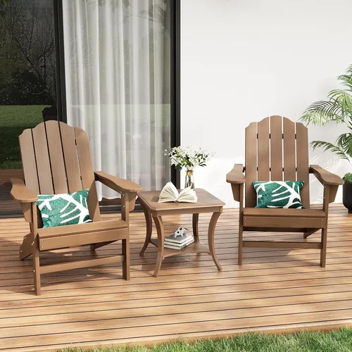 Miniatura 12 de PeakPursuit Silla Adirondack HDPE para patio, silla de césped con textura de madera, muebles de patio al aire libre para jardín y terraza