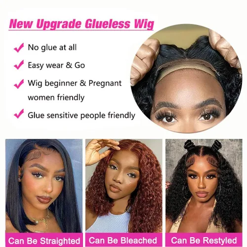Miniatura 4 de Srakuw Wear and Go - Pelucas de cabello humano sin pegamento, precortadas con encaje frontal, pelucas para mujeres negras, sin pegamento, onda