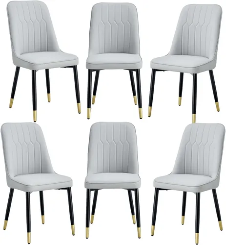 Miniatura 25 de Juego de 2 sillas de comedor, sillas de comedor modernas, equipadas con cojines de respaldo de cuero PU y patas de metal negro, adecuadas
