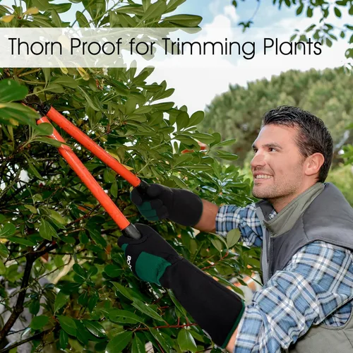 Miniatura 6 de COOLJOB Guantes de jardín de poda de rosas a prueba de espinas para hombres, manga larga, acolchados, para trabajo en el patio, para arbusto, mora