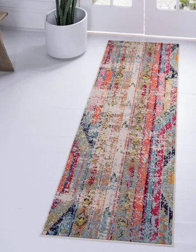 Unique Loom Colección Monterey – Tapete bohemio tribal de época con colores brillantes, Polipropileno, Multicolor