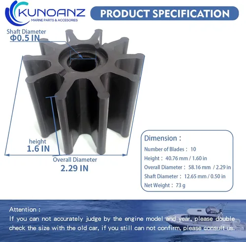 Miniatura 5 de 983895 777128 Impulsor de bomba de agua para Evinrude Johnson OMC fuera de borda Sierra 18-3058 Sterndrive 2.30/3.0/4.30/5.0/5.70/5.80/7.50 L 140