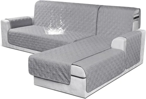 Miniatura 9 de VANSOFY Fundas para Sofá Seccional 100% Impermeables Funda Deslizable para Sofá en Forma de L 3 Piezas Reversible Funda para Chaise Lounge para Sofá