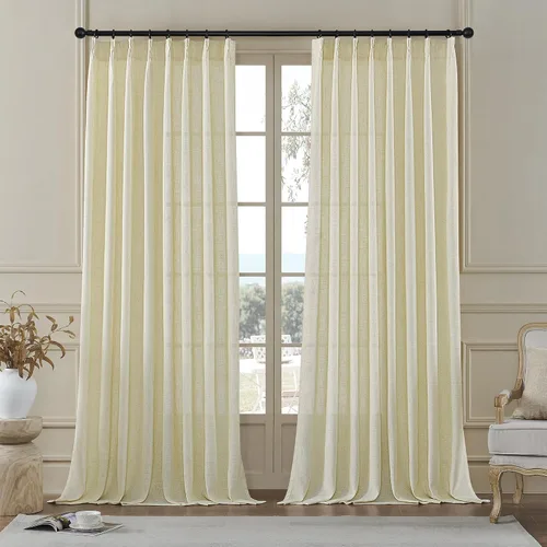 Miniatura 11 de MASWOND Cortinas de Lino Semitransparentes con Pliegues Pinzados 84 Pulgadas de Largo 2 Paneles para Sala de Estar Dormitorio Cortina de Ventana