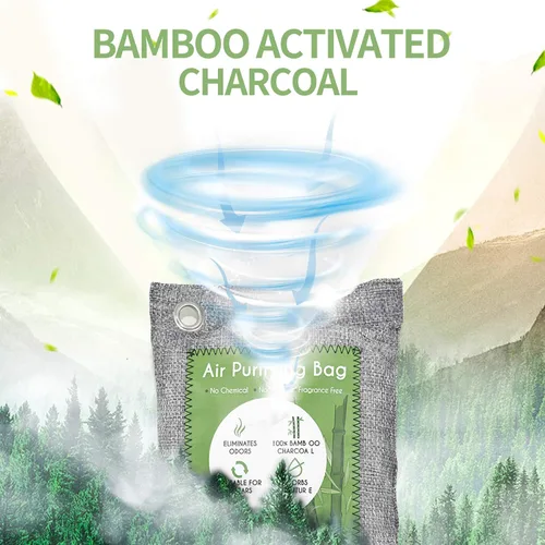 Miniatura 4 de Paquete de 8 bolsas purificadoras de aire de carbón de bambú, bolsas de carbón activado, absorbente de olores, absorbente de humedad, ambientador
