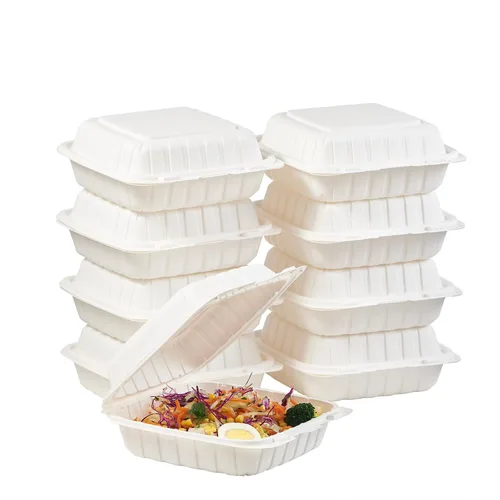 Miniatura 13 de FULING 100 unidades de contenedores desechables de plástico transparente con bisagras para llevar alimentos, 15 cm de ancho, envases desechables