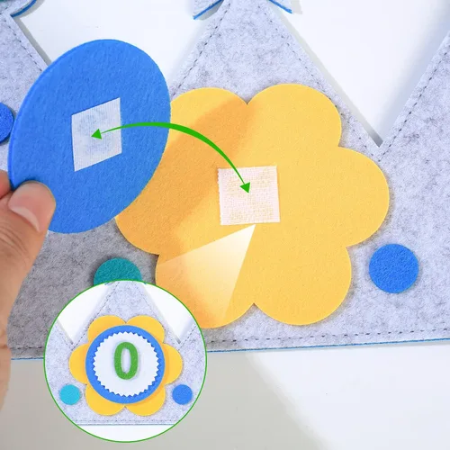 Miniatura 3 de Calcomanías 3D para niños y niñas, corona de tela, regalo de fiesta, decoración de cumpleaños, corona de 0 a 9 números reemplazables Azul