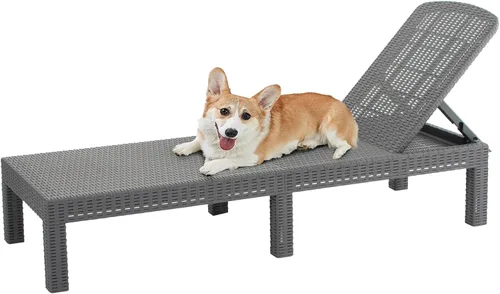 Miniatura 10 de DIMAR GARDEN Tumbona al aire libre, silla de piscina de resina impermeable reclinable, gris pardo Topo