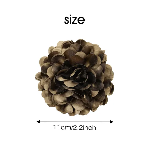 Miniatura 7 de Cinaci Paquete de 4 Lazos Grandes de Flores de Satén para el Cabello Rojos Azul Marino Negro Pinzas de Plástico para el Cabello Clips Cinta Tela
