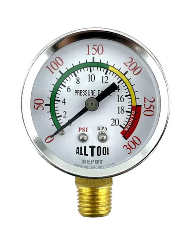Miniatura 26 de Manómetro de presión de aire de 2" Montaje lateral inferior 1/4" NPT 2" Dial - 0 a 200 PSI