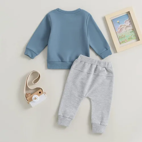 Miniatura 3 de Ropa para bebé niño otoño 6, 12, 18, 24 meses, fútbol de manga larga, conjuntos de tops y pantalones para niños pequeños