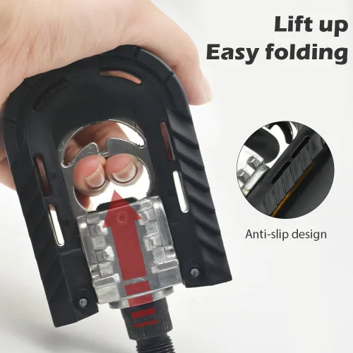 Miniatura 7 de Pedales plegables para bicicleta de montaña, pedales planos de aluminio de 9/16 pulgadas con tiras reflectantes, pedales de ciclismo planos anchos