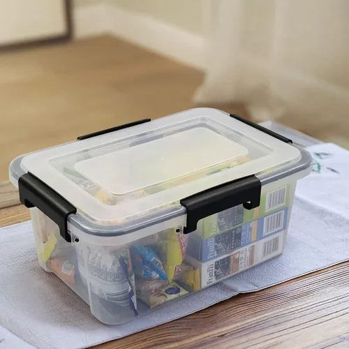 Miniatura 4 de Morcte Paquete de 6 cajas de almacenamiento transparentes con tapa de sellado de junta, caja de juntas de plástico de 12 cuartos de galón con cierre
