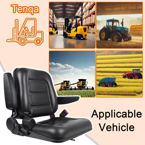 Miniatura 8 de Asiento universal para carretilla elevadora, asiento de tractor plegable con reposabrazos y cinturón de seguridad retráctil, respaldo de ángulo