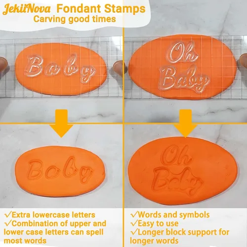 Miniatura 5 de 4 PCS Herramienta de Sellos de Pastel del Alfabeto para Galletas de Fondant, Bonita Escritura a Mano, Sello de Letras de Fondant de Grado Escritura