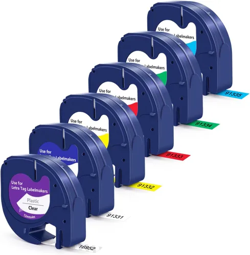 Miniatura 10 de Recambios de cinta transparente para rotuladores compatibles con DYMO LetraTag - Recambios de cinta de plástico transparente de 0.472 in 1/2 pulgada