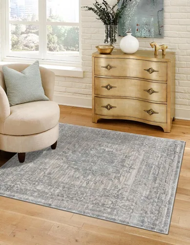 Miniatura 20 de Unique Loom Colección Aberdeen - Alfombra Derbyshire (2' 2" x 3' 1" Rectángulo, Azul Claro/Gris)