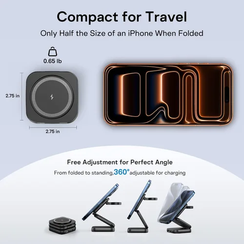 Miniatura 5 de 5-in-1 Wireless Charger for MagSafe, AC ISLAND Portable Travel Charging Station, 35W Max Qi2 Fast Foldable Magnetic Stand, Evolved for iPhone 17-12