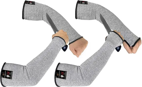 Miniatura 19 de Evridwear - 1 par de mangas resistentes a cortes para protección de brazos en el trabajo, EN388 Nivel 5, contra punciones, con o sin orificio