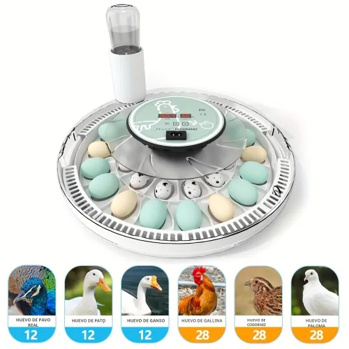 Miniatura 6 de MeeF Incubadora de huevos para incubar 28 huevos, giro automático, humidificador atomizador independiente, con bandejas de huevos de pato y ganso