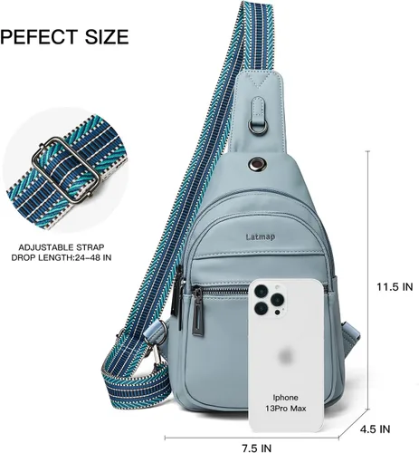 Miniatura 3 de Bolsa bandolera de 7 litros para mujeres y hombres, bolsa cruzada de hombro, mochila, cangurera, bolsa de viaje de piel sintética
