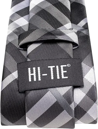 Miniatura 294 de Hi-Tie Corbata clásica de cachemira para hombre con pañuelo y gemelos a cuadros