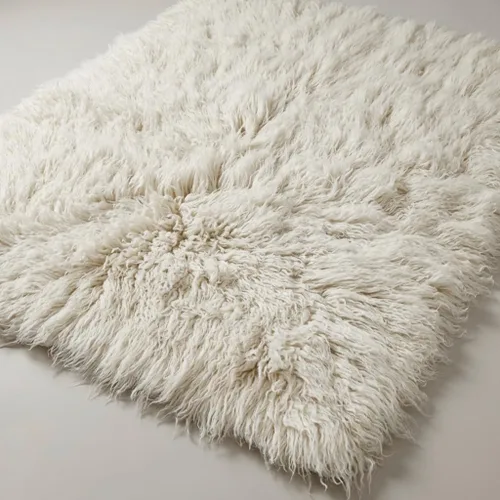 Miniatura 4 de Elegantes alfombras griegas flokati. Pelo suave y esponjoso de 3 pulgadas. 100% lana natural. Alfombra moderna de color blanco roto lanudo