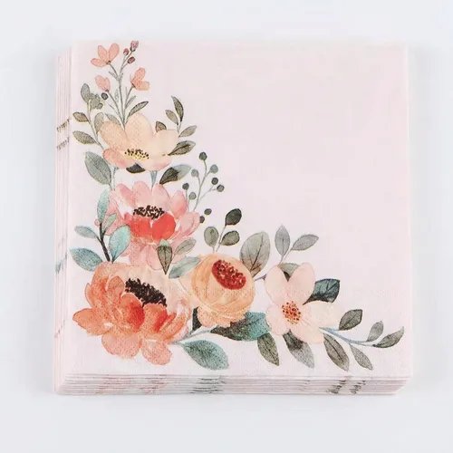 Miniatura 6 de Servilletas de papel decorativas florales para bodas, fiestas, festividades, festivales, fiestas de té, servilletas de papel desechables