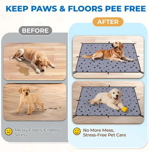 Miniatura 8 de Fostanfly Almohadillas lavables para orina para perros, paquete de 2 almohadillas reutilizables superiores de 36 x 48 pulgadas, impermeables, Gris
