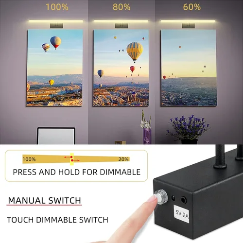 Miniatura 3 de Luz de imagen, luz de arte a control remoto con brillo regulable, temporizador preestablecido para pinturas, luz de exhibición de metal completo