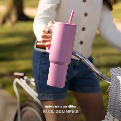 Miniatura 4 de Simple Modern Vaso Trek de 40 oz con Asa y Tapa con Pajilla Vaso de Viaje Aislado de Acero Inoxidable Apto para Portavasos Slumberland
