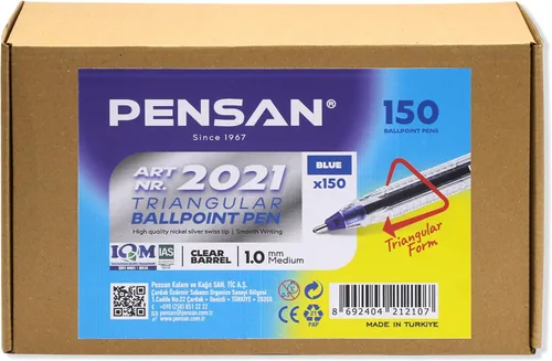 Miniatura 18 de PENSAN - Paquete de 250 bolígrafos de bola, (125 negros y 125 azules) - Bolígrafos de 1.0 mm de punta media, agarre ergonómico triangular, escritura