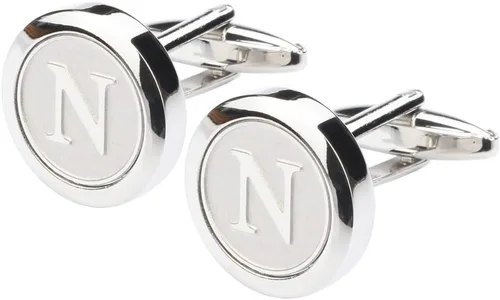 Miniatura 4 de Dannyshi - Gemelos clásicos, de acero inoxidable y con las 26 letras iniciales del alfabeto de la A-Z para hombre, para negocios, bodas y camisas