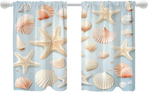 Miniatura 139 de Shrahala Floral Abstract Design Blackout Curtain Tiers, Minimalist Flower Illustration Kitchen Valance Light Blocking Tier Drapes with Rod Pocket, 2
