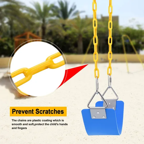 Miniatura 4 de AGPTEK Juego de Columpio, Asiento con Cadenas Antióxido de 66 Pulgadas con Revestimiento Termoplástico, Soporta 250 lb, Accesorios de Cojín de Azul