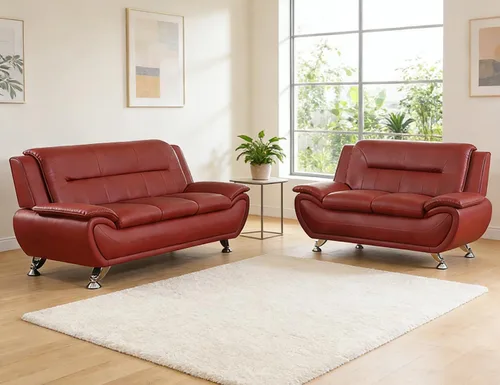 Miniatura 59 de Sofás Seccionales de Cuero, Conjuntos de Muebles de Sala de Estar, 3 Piezas Conjunto de Sofá Moderno para Sala de Blanco crema