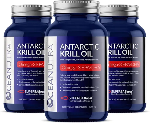 Aceite de Krill Orgánico 100% Puro 1000mg, Suministro para 180 Días, Omega 3, Concentración Más Alta 56% Fosfolípidos, De Captura Silvestre,