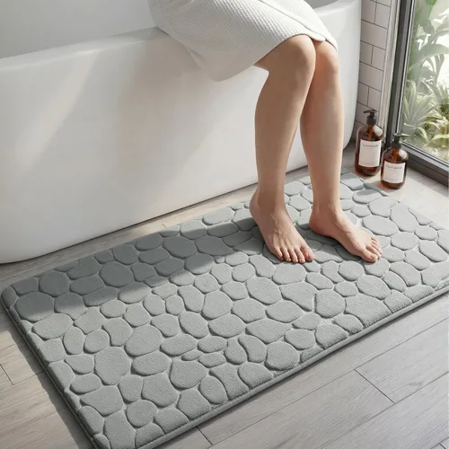 Miniatura 47 de YIHOUSE - Alfombra de espuma viscoelástica para pasillo, alfombras de baño con patrón de adoquín, superabsorbentes, alfombras de baño lavables a