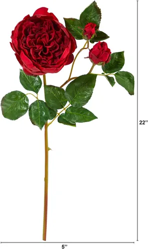 Miniatura 2 de Nearly Natural Flor artificial rosa de 22 pulgadas (juego de 6)