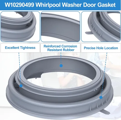 Miniatura 3 de Fuelle de sello de puerta de lavadora W10290499 mejorado compatible con sello de puerta Whirlpool Duet Washer WFW9150WW01 WFW9150WW00 WPW10381562