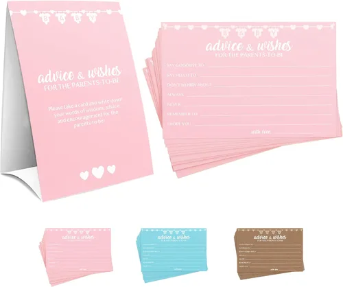 Miniatura 8 de Party Hearty Juegos de Baby Shower para Niño, 50 pcs Juego de Predicciones y Consejos, Tarjetas de Actividades Divertidas, Ideas de Baby Shower