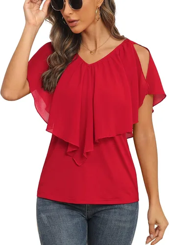 Miniatura 6 de Jouica Blusa de gasa de verano con hombros descubiertos para mujer