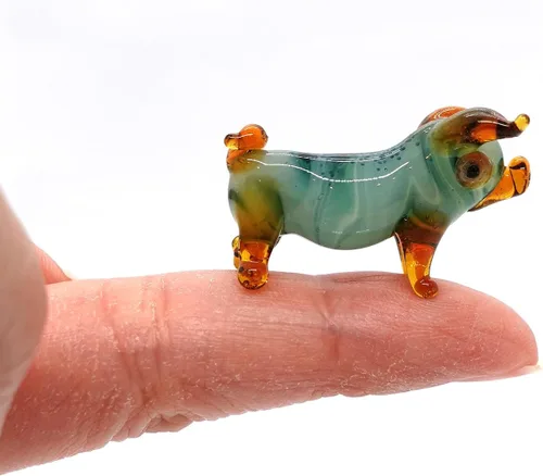 Miniatura 19 de Figurita de Cerdo en Miniatura de Cristal – Figura de Animal de Cristal Soplado Hecha a Mano – Linda Escultura de Cerdo Coleccionable – Decoración