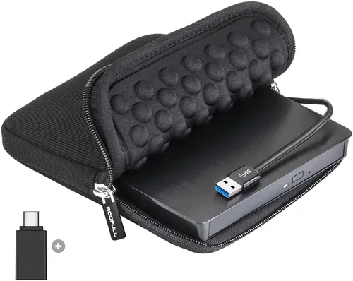 Miniatura 10 de Unidad de CD/DVD externa ROOFULL para portátil, USB 3.0, CD/DVD-ROM +/-RW, lector, reproductor, grabador, quemador, con estuche de transporte