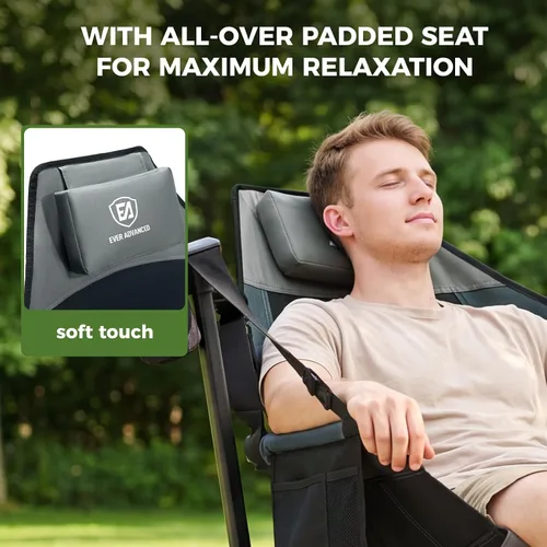 Miniatura 5 de EVER ADVANCED Hamaca acolchada para camping, silla columpio de gran tamaño resistente con portavasos desmontable, silla mecedora plegable portátil