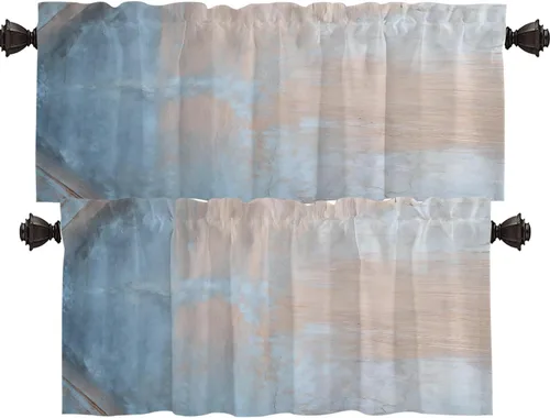 Miniatura 25 de Shrahala Cortinas de nivel de chakras con mandala beige para ventanas de cocina, paneles de cortina de ventana de mandala multicapa de poliéster