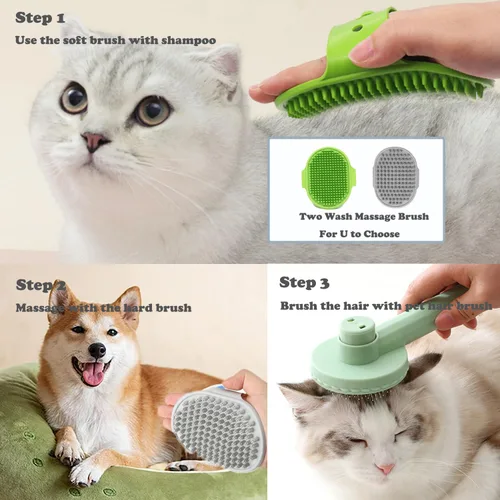 Miniatura 3 de Cepillo de aseo para gatos – Cepillo de baño de silicona para gatos y perros, cepillo de baño para perros y gatos, 3 cepillos limpiadores de pelo