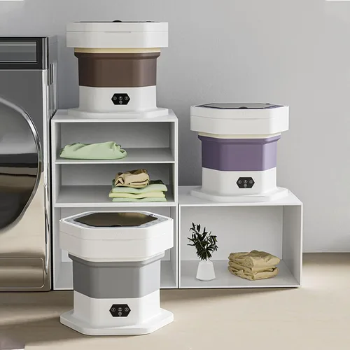 Miniatura 3 de Lavadora plegable, mini lavadora compacta, lavadora portátil con secadora de limpieza profunda, pequeña lavadora eléctrica para ropa