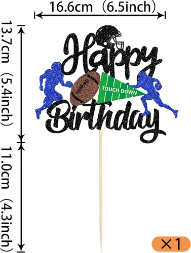 Miniatura 2 de Rsstarxi 1 paquete de decoración de pastel de fútbol americano de feliz cumpleaños, decoración de pastel de fútbol americano para amantes
