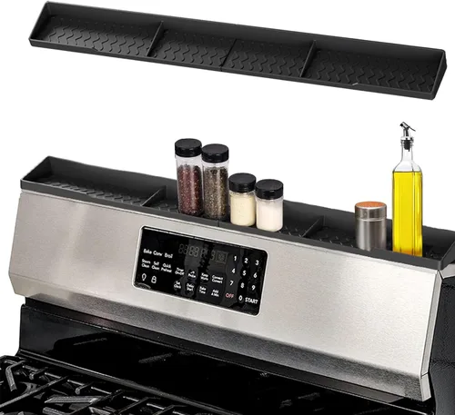 Estante de silicona para especias sobre la estufa, organizador de cocina de 30 pulgadas para la parte posterior del horno, estante de especias para